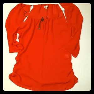 BUFFALO*David Britton Bright Red Sexy Tie neck~Peekaboo shoulder Dress top